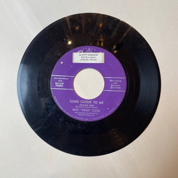 Nat King Cole 45 RPM Vinyl Record Nothing In The World‎ Come Closer To Me - Picture 2 of 2